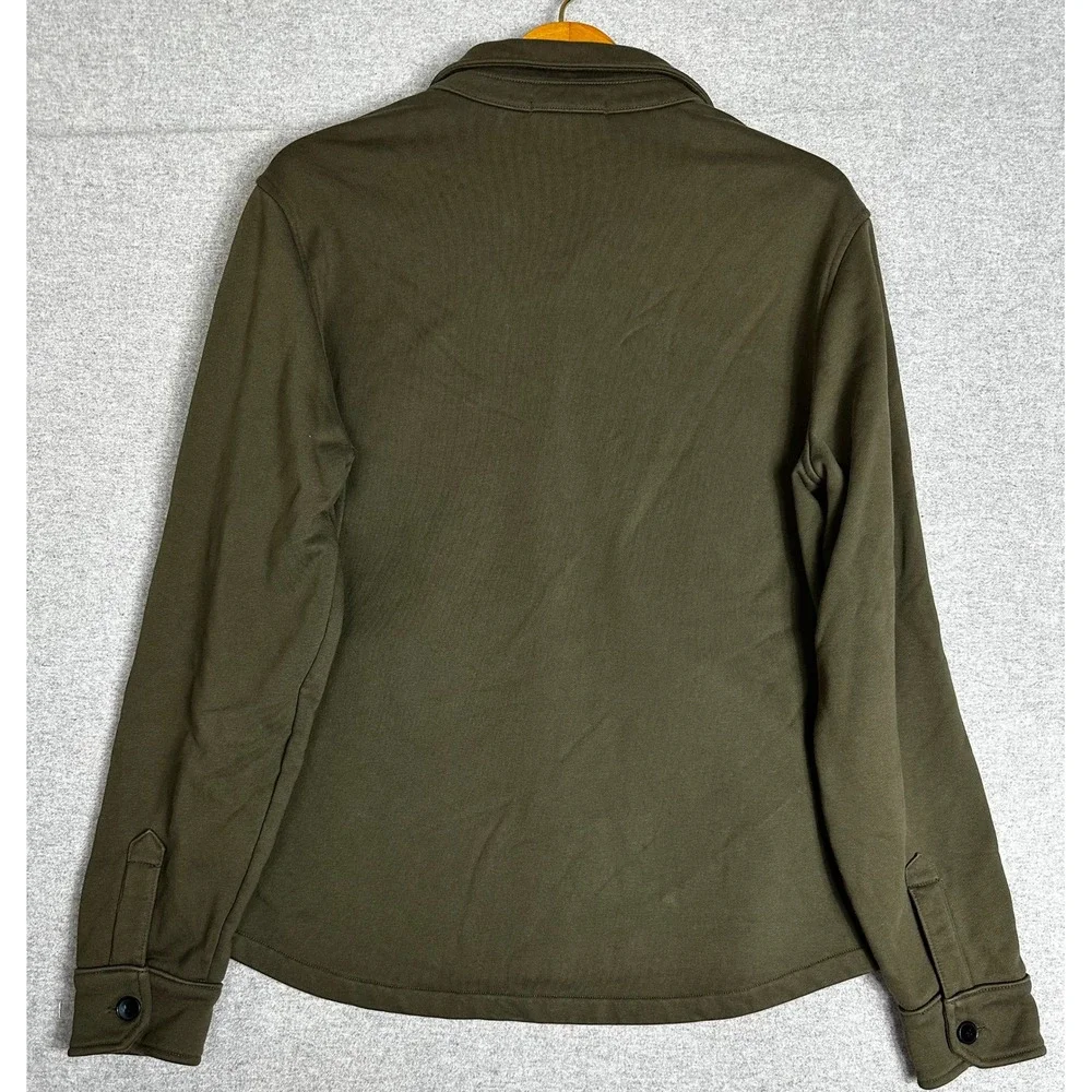 Banana Republic French Terry Shirt Jacket Mens L Green Button Up Organic